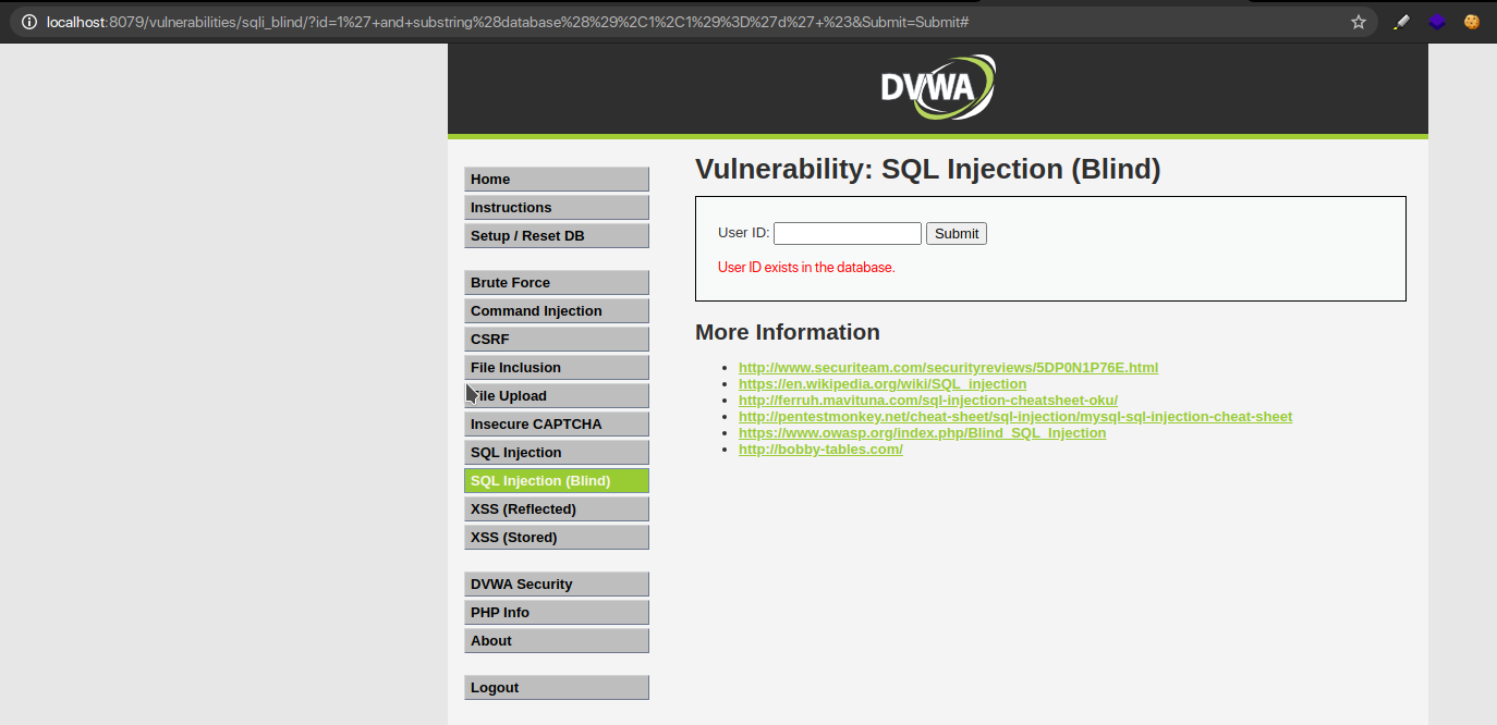 user id exists in the database
