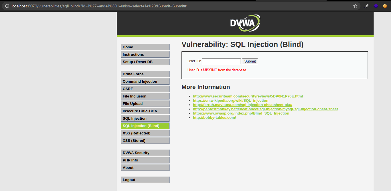 Returned informs that the ID is present in the database