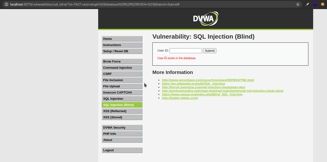user id exists in the database
