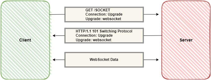 WebSocket Handshake or connection between a client and server