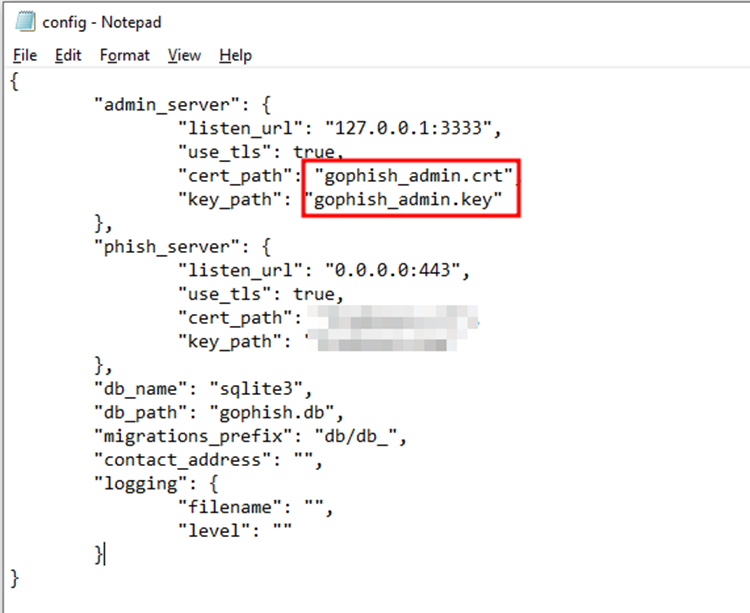 GoPhish configuration setting