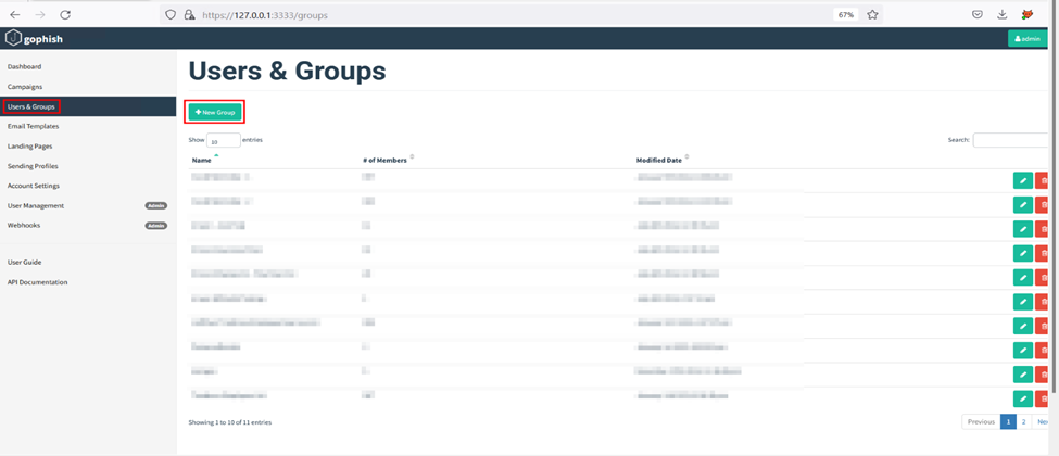 Create Users & Groups with GoPhish